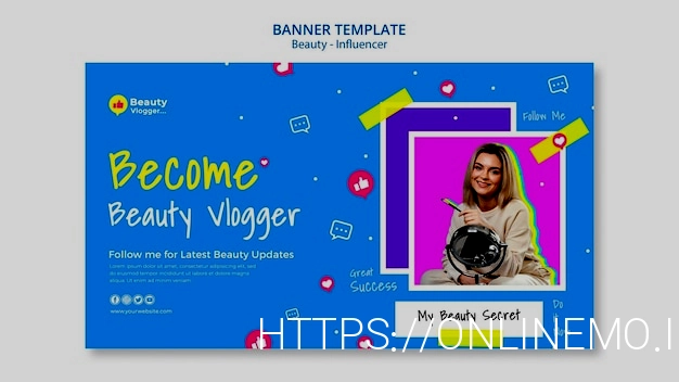 Free PSD beauty vlogger banner template